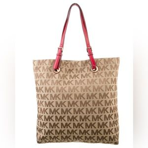 Michael Kors MK Signature Jacquard Jet Set Tote Bag